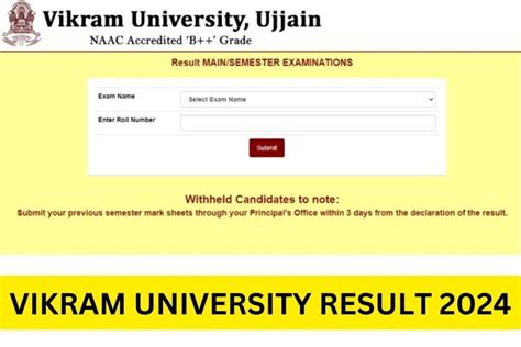 vikramresult|Vikram University Result 2024: Check @ vikramexam.net.